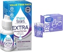 TheraTears Extra Dry Eye Drops, 2 Count & Nice 'n Clean 100 Smudgeguard Les Wipes Bundle