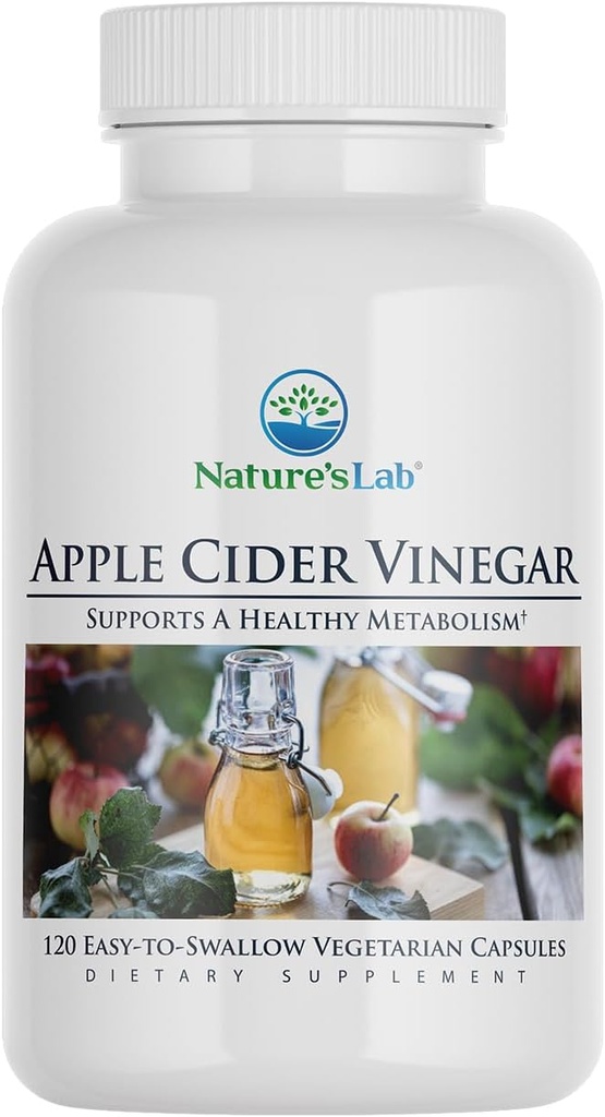 Nature's Lab Apple Cider Vinegar 1200mg con Chromium - 120 cápsulas (60 subministración)