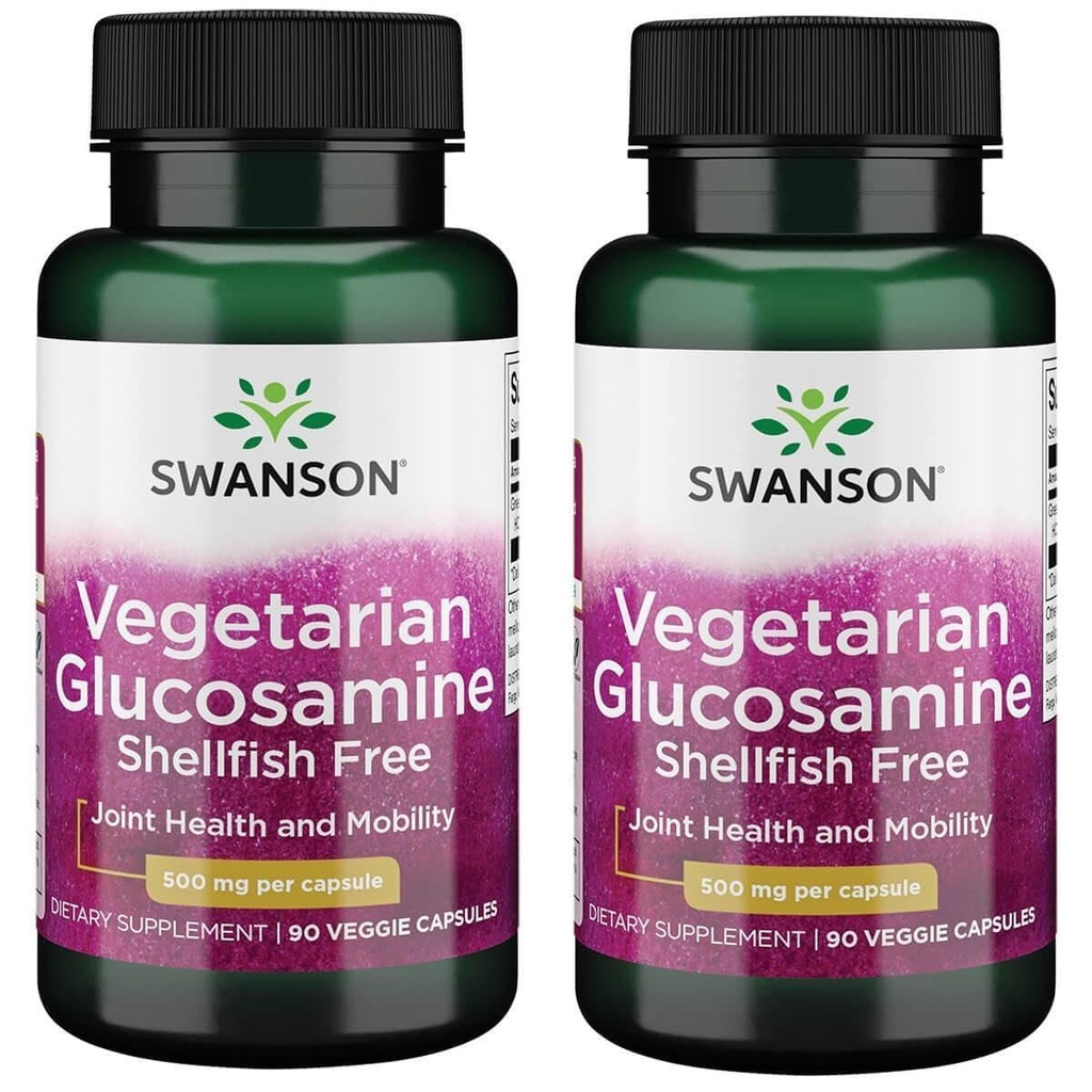 Swanson Vegetarian Glucosamine - Shellfish Free 500 Milligrams 90 Veg Capsules (2 Pack)