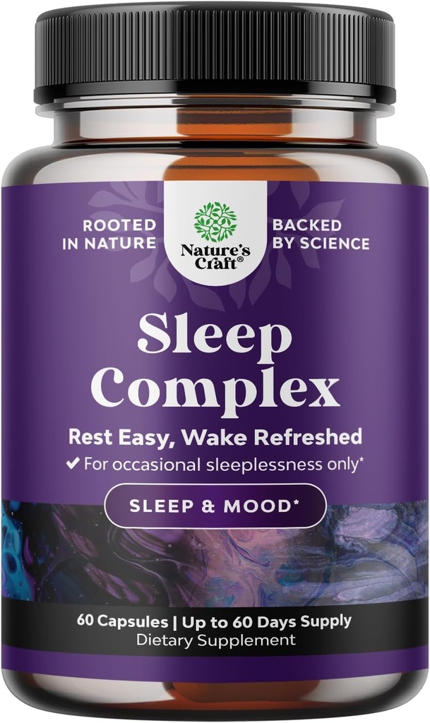 Nature Craft Natural Refreshing Sleep Formula - Dupport Healthy Reserve - Non Addictive Suplement - Magnesium L- Theanine GABA - Purest Herbal Ingreaints