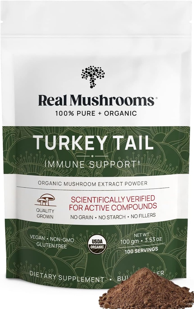 Real Cogumelos Turquia Tail Mushroom Powder – Orgânico Turquia Tail Extract de – para Wellness, Gut Harmony, & Energy Support – Vegan, Non-GMO, No Fillers – 100 Servings Functional Mushroom Supplement