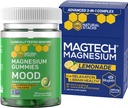 NATURAL STACKS Magtech Magnesium Drink Mix + Mood Magnesium Gummies Bundle - 4 Formas de Magnésio - Apoio à Saúde do Cérebro, Relaxamento e Estresse* - 35 Servimentos