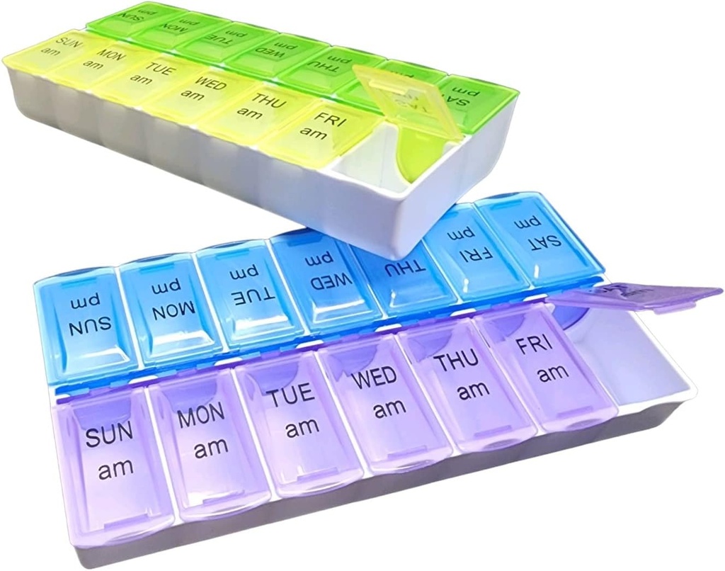 Dua kali sehari Pill Organizer - Minggu Melalui Kontainer Sabtu untuk Vitamin dan Pil A.M. P.M. (1)
