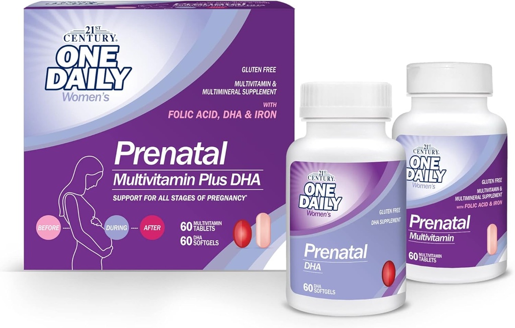Prenatale del XXI secolo con DHA, Compresse e Softgels, 120 Conte