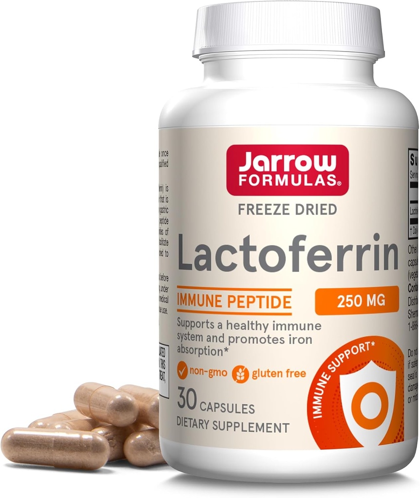 Fórmula de Jarrows Lactoferin 250 mg - Imne-Supporting Glycoprotein - per a sistema de salut imne - Free Guten - 30 Capules (Servings)