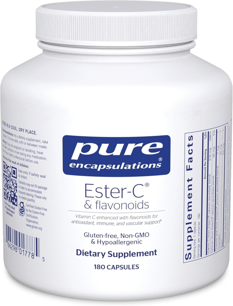 Pures herosticions Ester- C i Flavolids - Vitamina C suplementari per a antiòxides - Imune & Vascular support * amb Calcini & Rutin - Suau en Digestion - Vegan & no- GO - 180 Capules