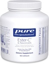 Pure Encapsulations Ester-C & Flavonoids - Συμπλήρωμα Βιταμίνης C για Αντιοξειδωτικά - Ανοσοποιητική & Αγγειακή Υποστήριξη * με Ασβέστιο & Ρουτίνη - Απαλό στην Πέψη - Vegan & Non-GMO - 180 Κάψουλες