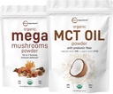 Micro Ingredients Organic Mega Mushroom Powder 10oz & Organic MCT Oil Powder 1lb Bundle 2 Pack | 10 in 1 Mushroom Complex | C8 MCT Масло, крем на основе растений
