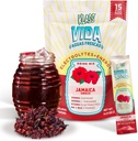 KLASS VIDA Energy + Hydration Hibiscus Agua Fresca Electrolyte Powder Packets | Sugar Free Electrolyte Drink Mix | Hydration Packets with Caffeine, L-Theanine & Coconut Water | 15 Stick Packs