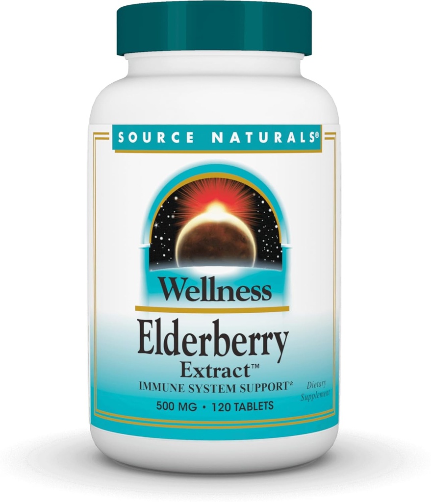 Fonte Naturals Wellness Elderberry Extract per il supporto del sistema immunitario* - 500 mg, 120 compresse