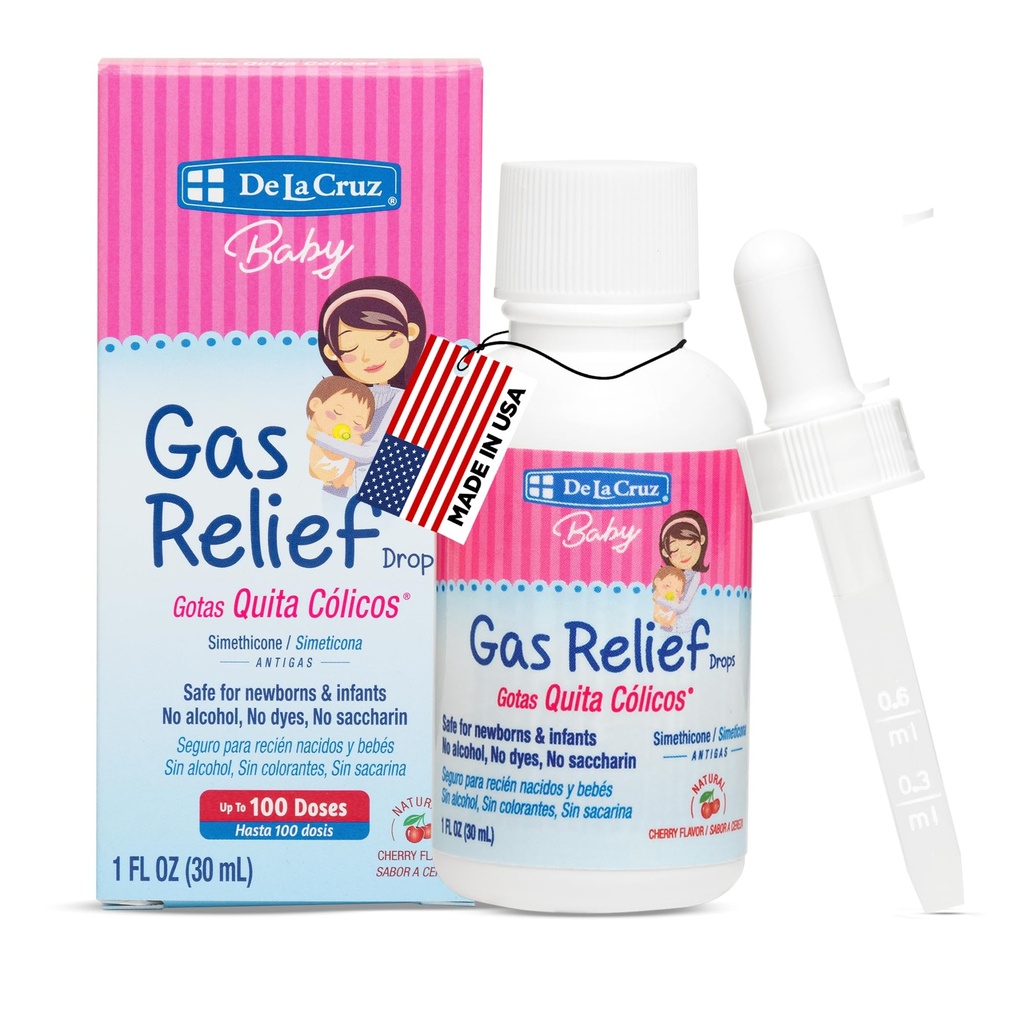 De La Cruz Gas Drops for Babies - Quita Cólicos Infant Gas Relief with Simethicone - Safe Colic Drops for Newborns 1 FL. OZ. (30 mL)