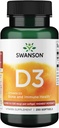 Swanson Vitamina D-3 5000 IU Saúde ósea Immune soporte funcional muscular saudable D3 Suplemento (colecalciferol) 125 mcg 250 Softgels Conde