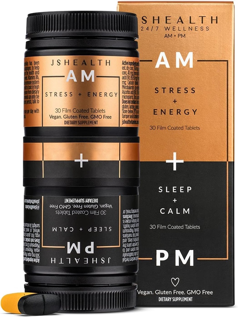 JSHealth Vitaminas, AM + PM Fórmula □ Multivitamina diária para mulheres e homens (60 comprimidos, 30 dias de fornecimento)