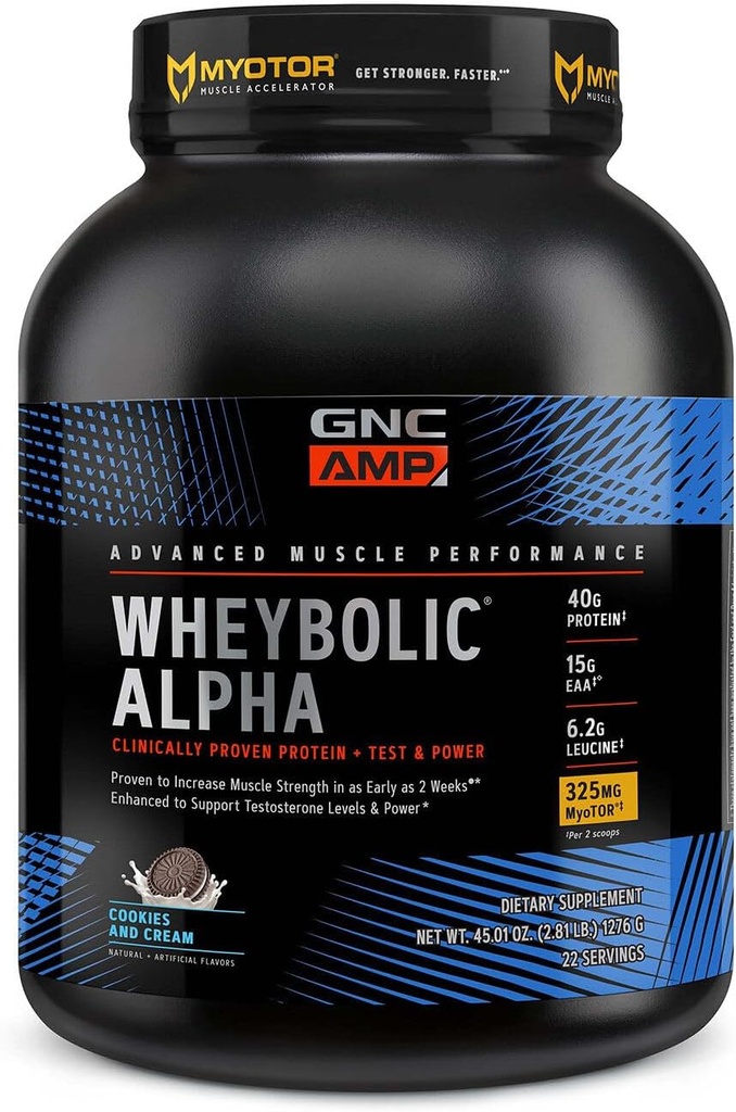 GNC AMP Wheybolic Alpha with MyoTOR- Cookies And Cream (22 Servings)