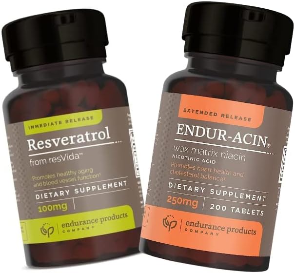 Endurance Product Reveratrol Supplement - Grape Skin Extract and ENDUR- ACIN 250mg Niacin- Extended Rilis untuk Absorpsi Optimal & Lower-Flush