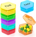 7 Packs Small Pill Box, Weekly Pill Organizador - Travel Pill Container Portable 7 Day BPA Free Daily Mini Pill Case Holder para Pocket Purse Briefcase Pills Medicine Cod Liver Oil Storage Box