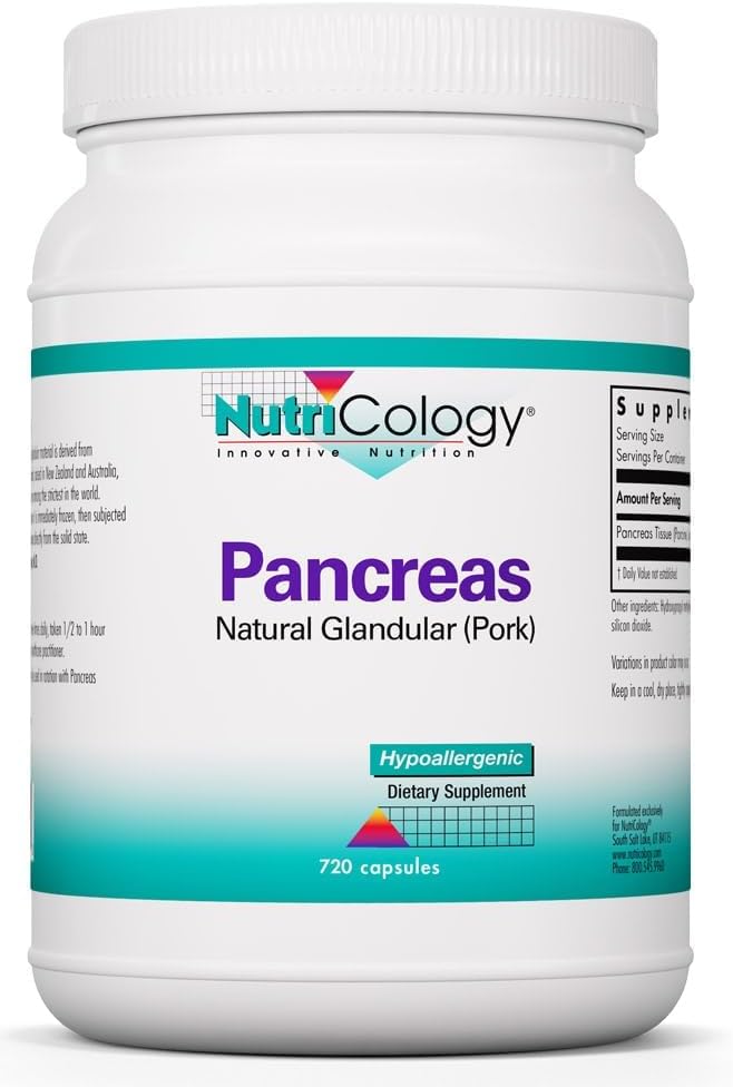 Nutricology Pancreas Dieta Priedas - Digistic Support, Natural Glandur (Pork), Fermentai, Hipoalergic, Vegetariškas kapinės, Gluten Free - 720 Count
