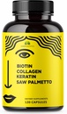 Biopatina biotectina amb Collage, Keratin i Saw Palmetto per a Dones i homes - biotectina de pèl-1000 mcg Skinls suplementaris per pel cabell, pell, pell i Nals - fetes als EUA, 120 Capules