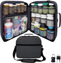 Extra-Large Pill pudeles organizētājs, zāļu soma, nesējs zālēm, vitamīni, un medicīnas piederumi - Modular Travel Medicine Organizators un mājas glabāšana Med Bag - Dark Grey (ar slēdzi)