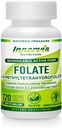 Bioaktiv Folate (L-5-MTHF 1000mcg, Folate 1700mcg) - Brain & Mood Support, Easy-to-Swallow, 120 Veg Capsules