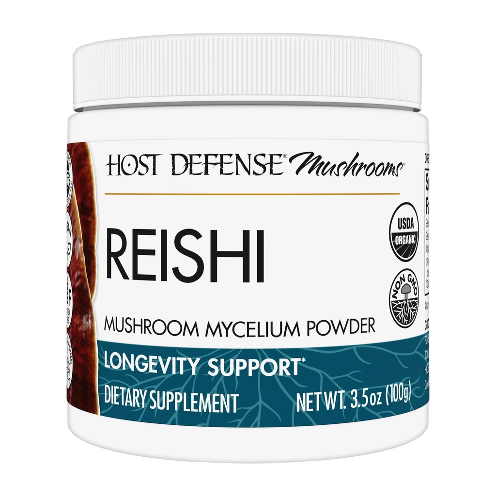 Host Defense Reishi Powder - Mushroom Mycelium Powder - Heart & Immune Health Support Supplement - Mushroom Supplement to Support Energy & Vitality - Aids Overall Well-Being - 3.5 oz (66 Servings)*