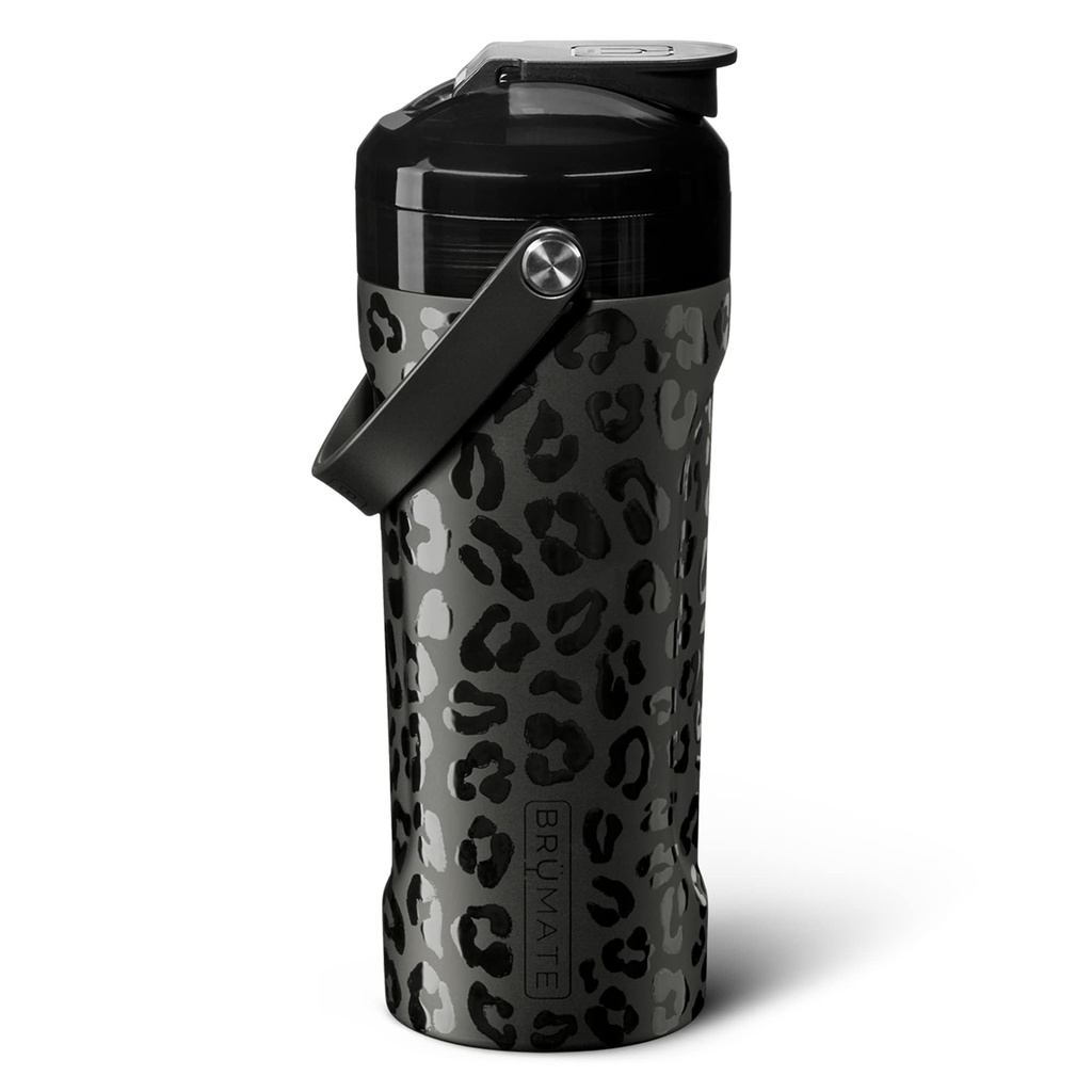 BrüMate MultiShaker Blender Shaker Bottle | 100% Leakproof Insulated Stainless Steel | Pre Workout and Protein Shaker Bottle for the Gym | 26oz (Onyx Leopard)