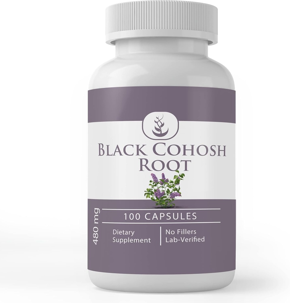 Ingredientes originales puros Negro Cohosh Root, (100 cápsulas) Siempre puro, sin aditivos ni artillería, Lab Verified