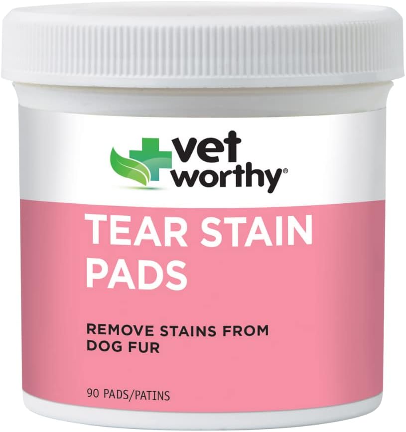 Vet Worthy Tear Stain Pads for Dogs - Solution Soaked Pads - Ta bort fläckar från hundar päls - Gentle och Safe - 90 Pads.