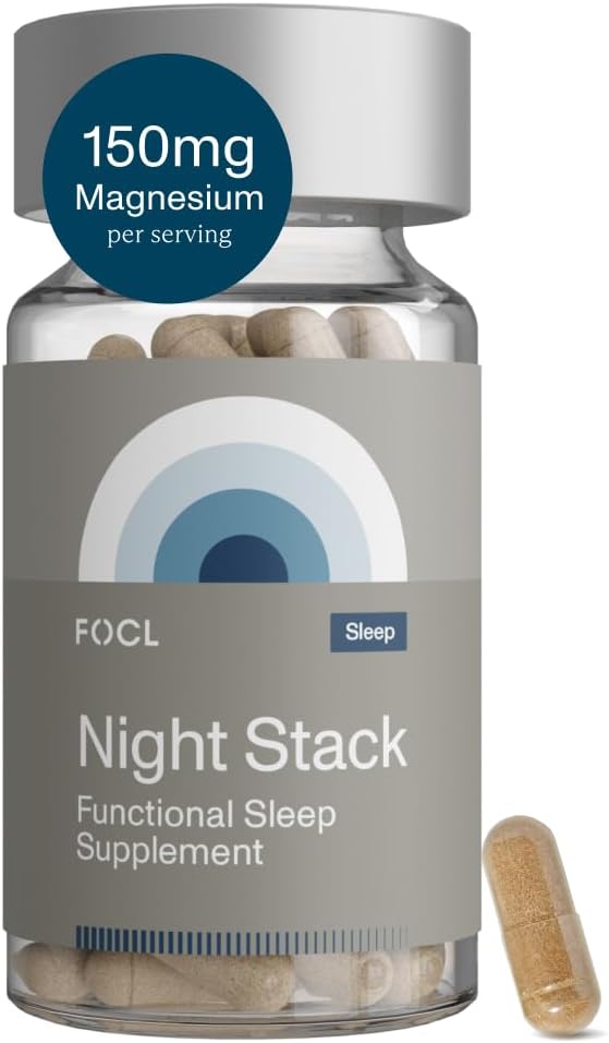 FOCL 安息夜镁睡眠补充剂 - 天然睡眠援助,Melatonin Free, No Grogginiess, Calm - 与Ashwagandha-Vegan,非转基因生物,残忍无毒睡眠补充剂