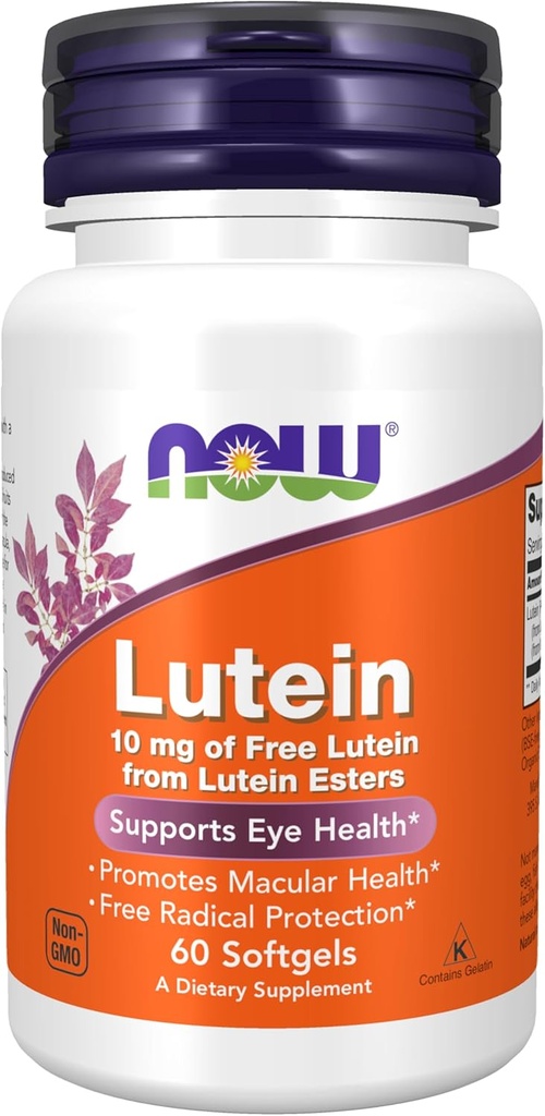 Sekarang Makanan Suplemen, Lutein 10 mg dengan 10 mg Lutein Bebas dari Esters Lutein, 60 Softgels