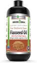 Amazing Omega Flaxseed Oil Supplement | Omega 3, Lignans & Fiber | 16 Oz | Non-GMO | Gluten Free | Made in USA