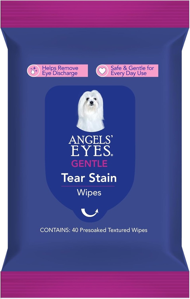 ANGELS’ EYES viso, occhio & Paw Cleansing & Tear Stain Wipe, Grande 4”x7” Ipoallergenico Dog & Cat Wipes, Ridurre macchie di Tear, sporco e scarico, Fragrance Free, 40 Conte