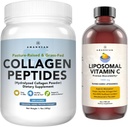 AMANDEAN Premium Liposomal Vitamin C " Bovine Collagen Peptides Bundle. مضاد للأكسدة Liquid Quali-C. Grass-Fed Collagen. دعم مأجور Healthy Skin, Hair " Nails