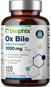 Biophix Ox Bile 1000 mg med BioPerine 120 Veggie Capsules - Hög Absorption Digestive Enzymes Supplement - Lever Metabolic GI Fat Metabolism Support