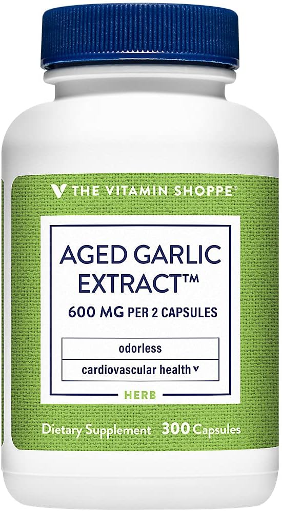 De Vitamine Shoppe Odorless Aged Knoflook Extract - Ondersteunt Cardiovasculaire Gezondheid - 600 MG (300 capsules)