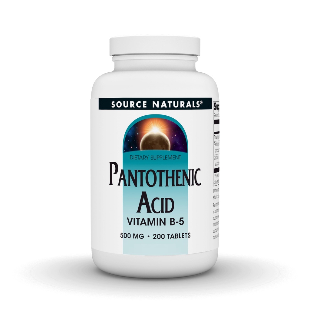 Source Naturals Pantothenic Acid, Vitamin B-5, Dietary Supplement 500mg - 200 Vegetarian Tablets