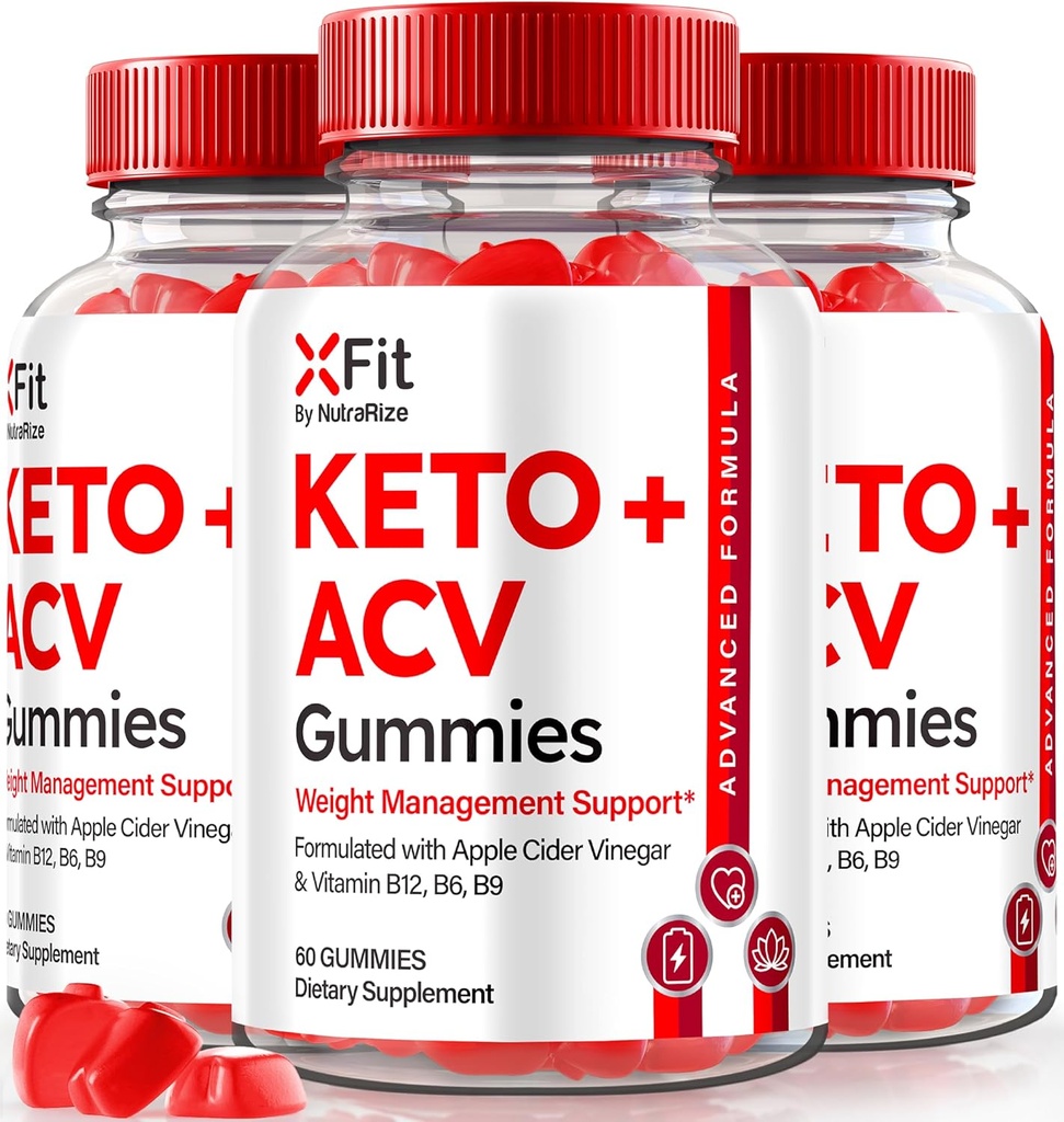 (3 Pack) Xfit Keto ACV Gummies, Offisiell Keto+ACV Vekttap Formula, Alle naturlige Apple Cider Vinegar 1000MG, X Fit Keto Plus ACV Gummy for helse og trening, Xfit ACV Keto Gomitas (180 Gummies)