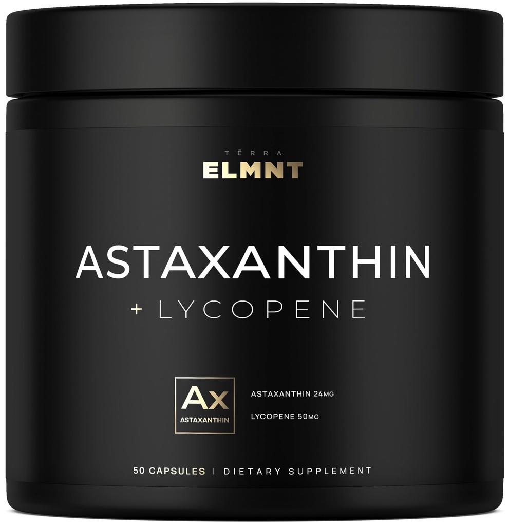 Astaxanthin 24mg + Lycopene 50mg Clinical Strength Carotenoids Skin Supplement w. 100% Natural from MicroAlgae - Best Astaxanthin Supplements for Skin Health & Pigmentation - Astaxantina