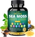 Bualle Organic Sea Moss капсули с масло от черно семе, Ashwagandha, Bladderwrack, Джинджър & Burdock Root . . . Билков комплекс за Daily Wellness - 60 капсули (1 опаковка)