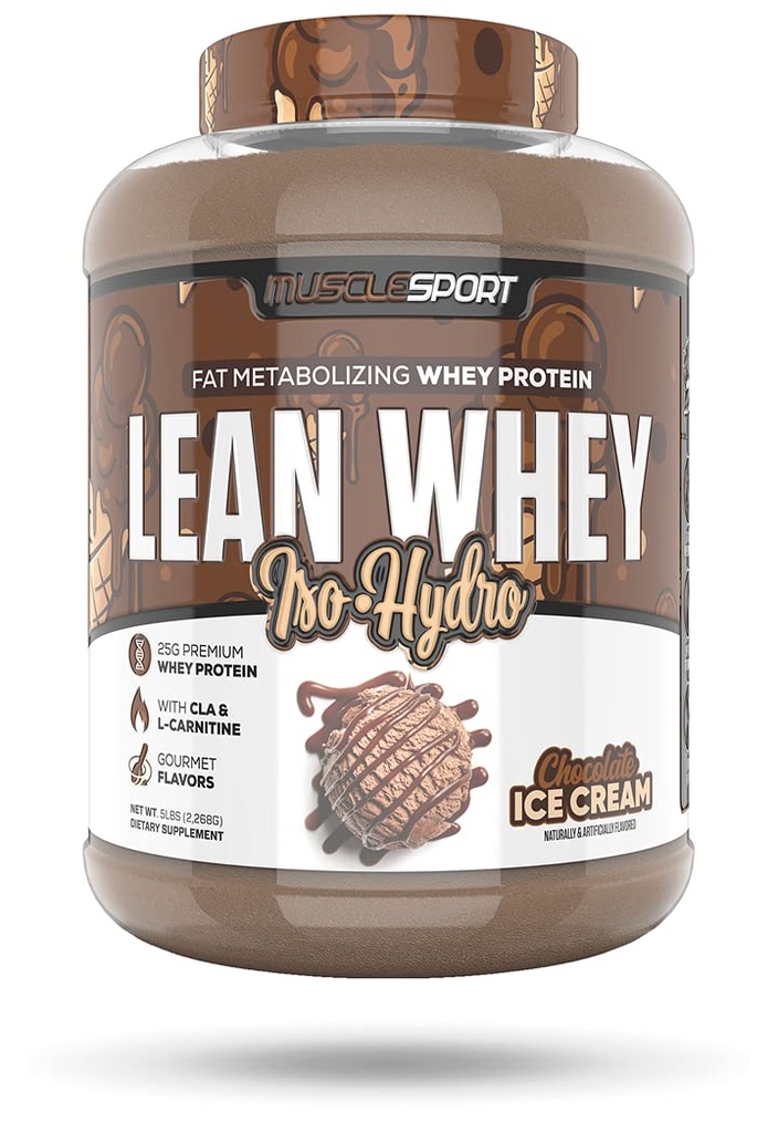Musclesport Lean Whey Revolution™ Protein Powder - Whey Protein Isolate - Low Calorie, Low Carb, Low Fat, Incredible Flavors - 25g Protein per Scoop - 5lb Chocolate Ice Cream