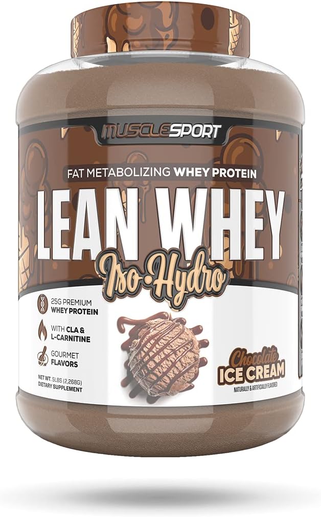 Musclesport Lean Whey RevolutionTM valgupulber - vadakuvalgu isolaat - madala kalorsusega, madala kalorsusega, madala rasvasisaldusega, uskumatud maitsed - 25 g valku Scoopi kohta - 5 lb šokolaadijäätis