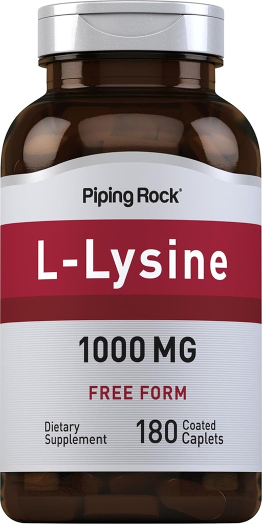管道摇滚乐 L- Lysine 1000mg | 180 Caplets | 自由形态 | 蔬菜,非GMO, Gluten free