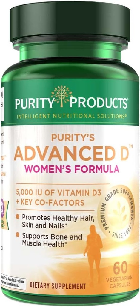 Prodotti di purezza Dr. Cannell's Advanced Vitamin D Women's Formula Fortificato con Lutein e Biotin per la pelle sana e capelli - 60 capsule vegetariane