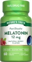 Nature's Truth Melatonin 12mg  по 60 Fast faultable Tablets по-долу: Natural Berry Flavor  по-долу: