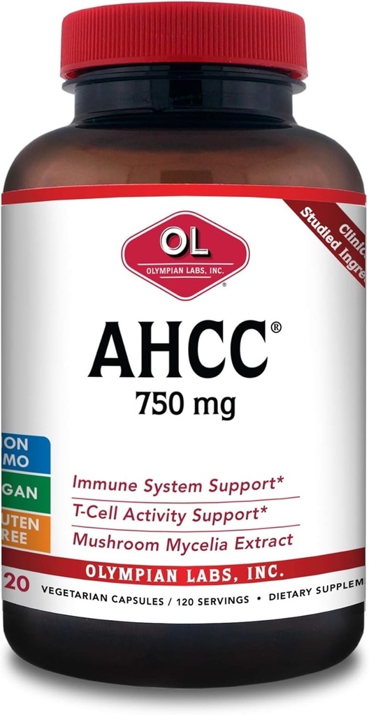 Olympian Labs Premium AHCC Supliment 750mg de AHCC per capsulă 