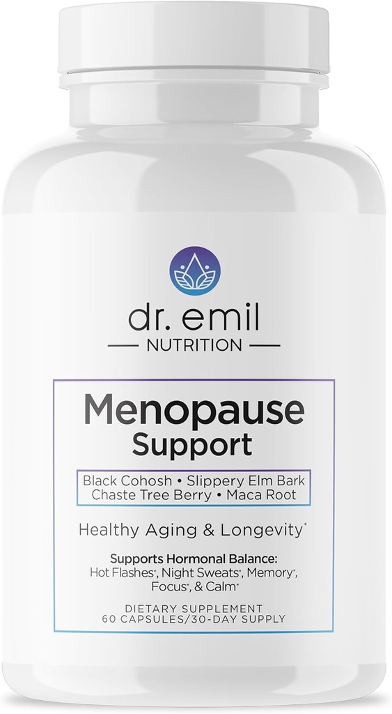 DR. EMIL NUTRITION Menopause תוספי עבור נשים - Multi-Symptom Menopause הקלה עבור פלאשים חמים, Night Sweats & Mood Swings - Menopause גלולות תמיכה ב Black Cohosh - 30 יום אספקה אספקה