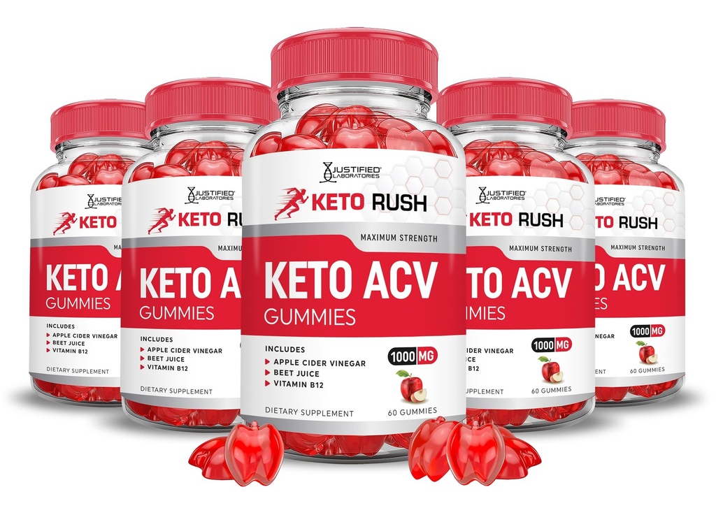 Justified Laboratories Keto Rush Keto ACV Gummies (1000 mg) - 60 Count, Pack of 5 - Made with the Mother & Vitamin B12 - Non-GMO, Vegan, Gluten Free - 150 Servings