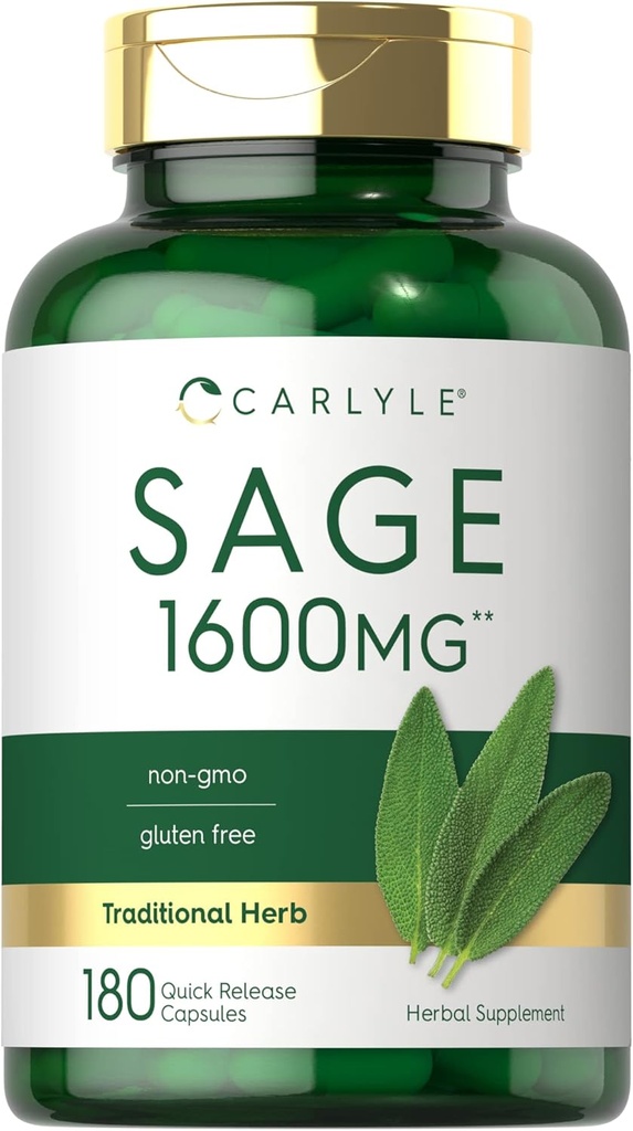 Carlyle Sage Supplement 1600mg | 180 kapslar | High Potency | Non-GMO, Gluten Free