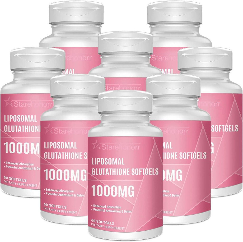 Lipozomálne Glutatión Softgels 1500MG, Redukované Glutatión doplnok s vitamínom C, lepšia absorpcia, non-GMO výkonný antioxidant pre zdravé starnutie, Detox, Immune Health, 480 Softgels
