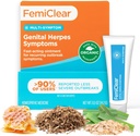 FemiClear for Genital Herpes Simptome & Cold Sores, Multi-Symptom - Relief Intim eficient - Made with All-Natural and Organic Ingredients - 0.5 Ounce Tube